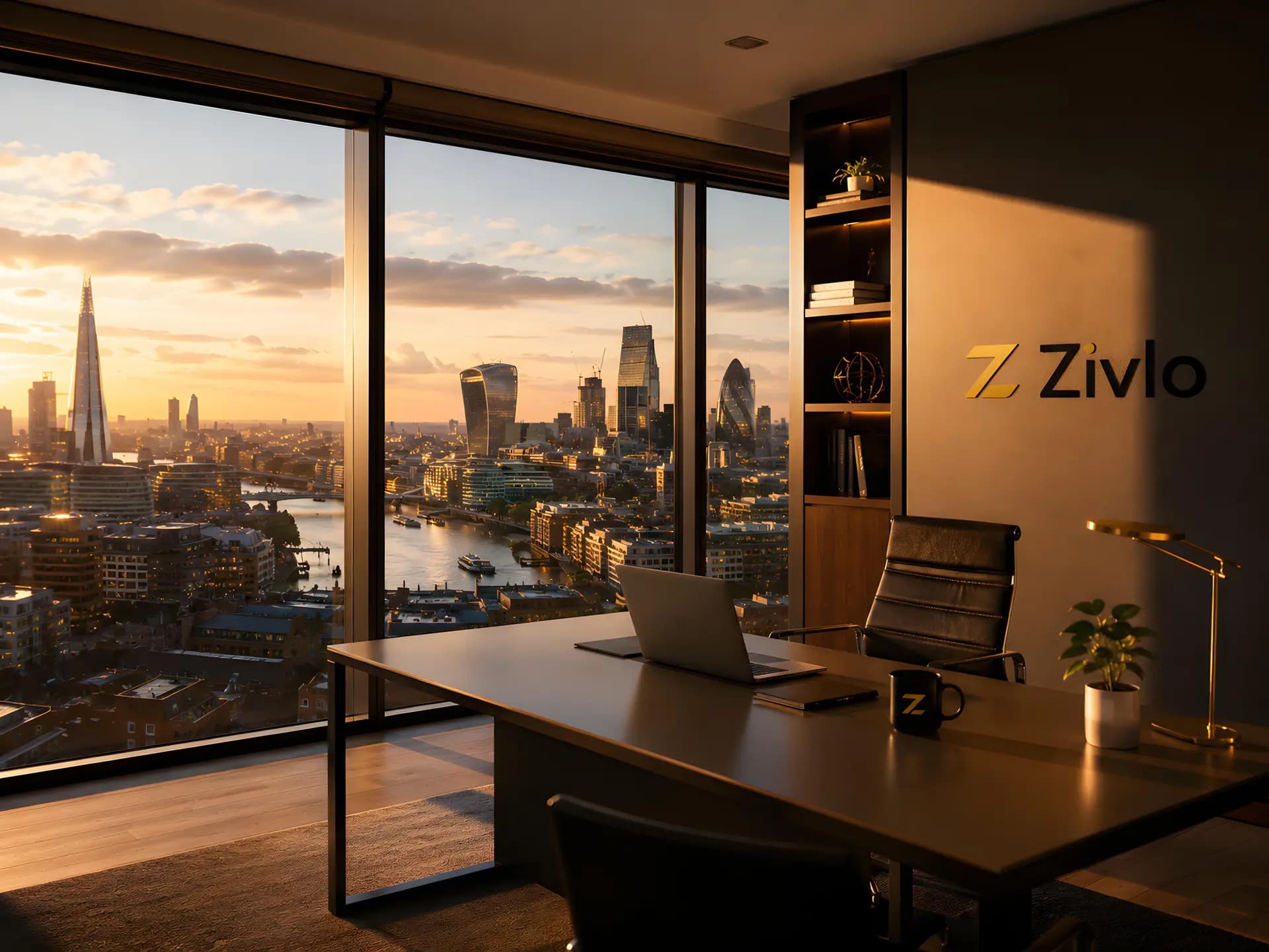 Modern office with city view